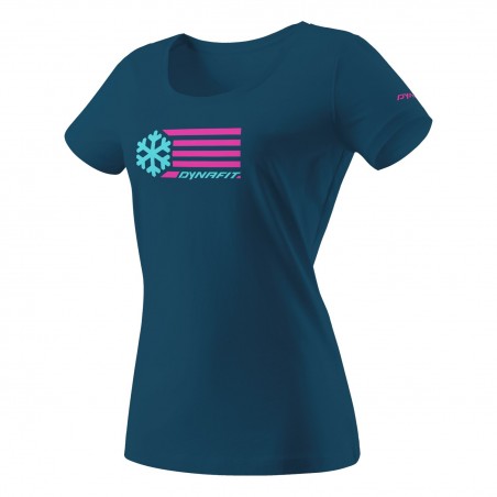 Koszulka DYNAFIT GRAPHIC COTTON S/S TEE Women Petrol Flag | SKLEP NARTY WARSZAWA