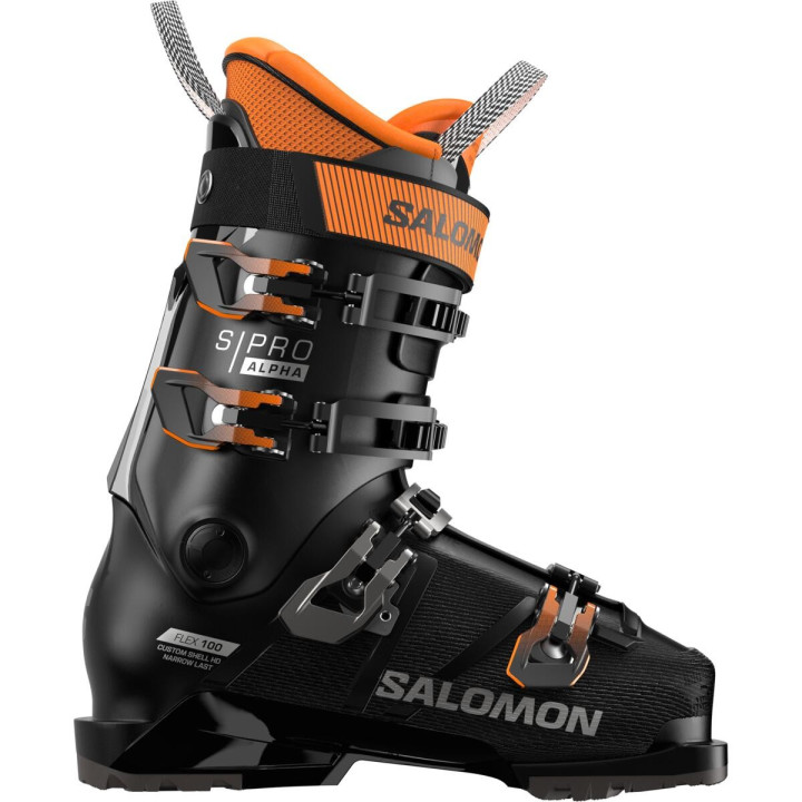 Buty narciarskie SALOMON S/PRO Alpha 100 Black/Dark Grey Met./Orange Tiger 2025