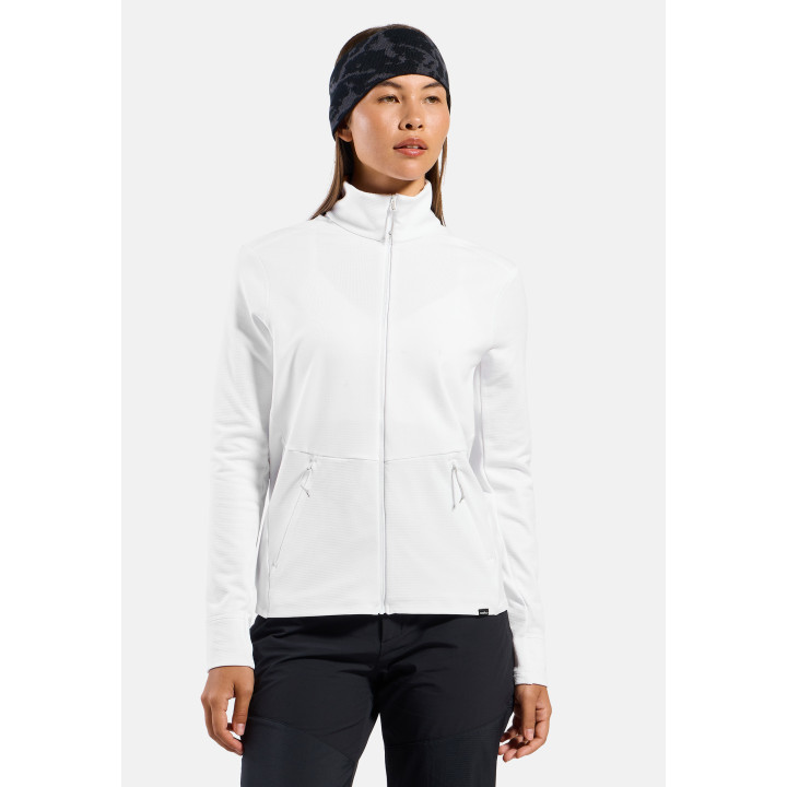 BLUZA DAMSKA ODLO GRID FLEECE FULL ZIP White