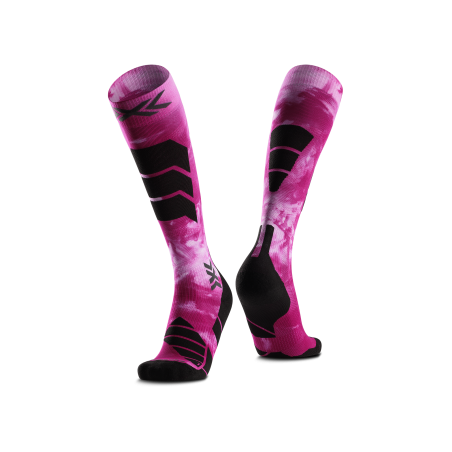 SKARPETY NARCIARSKIE X-SOCKS SKI EXPERT WILD OTC Tiedye X Black/Fluo Pink