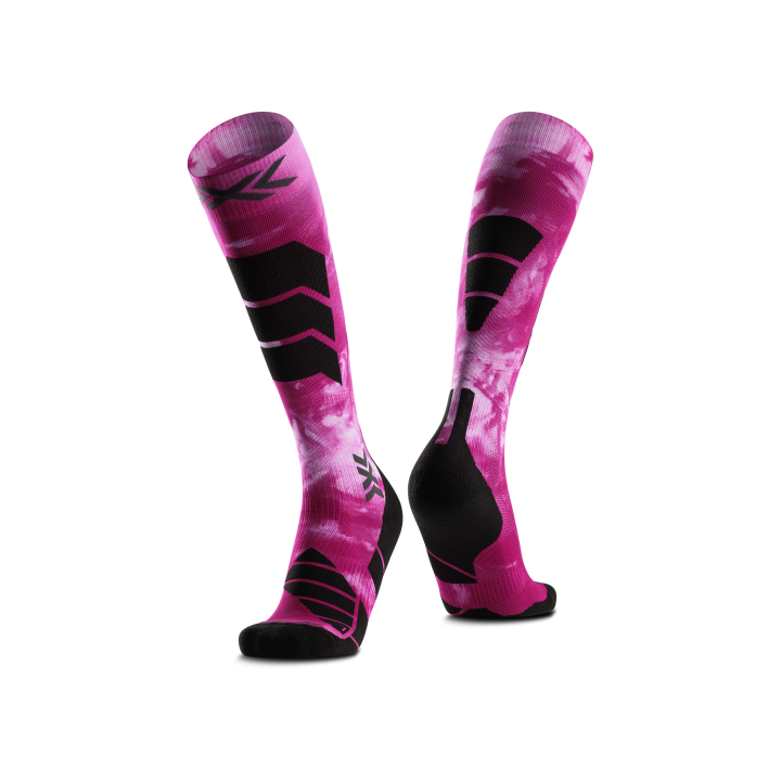 SKARPETY NARCIARSKIE X-SOCKS SKI EXPERT WILD OTC Tiedye X Black/Fluo Pink